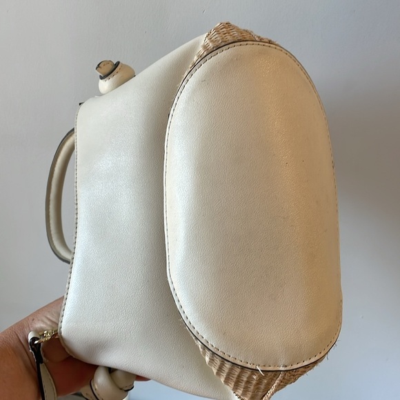 Nanette Lepore cream color purse with straw weave detail - Picture 6 of 9